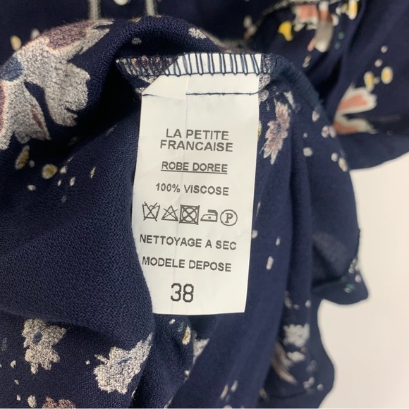 La Petite Francaise Navy Blue Floral Print Dress Size Medium - Picture 11 of 12